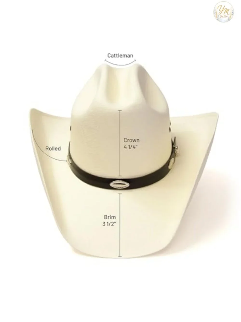 Straw Cowboy Hat Cattleman Style with Black Hat Band and Silver Conchos for Men